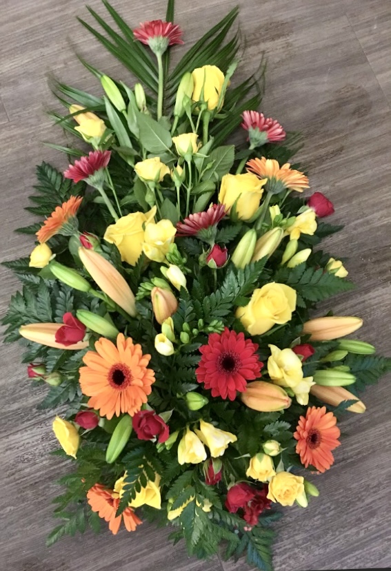A warm and charming single ended spray in any colour of your choice.Same day delivery.Due to seasonal variations some items may be substituted to produce a display of equal quality and value.Professionally arranged by our expert florists with care.Delivered by hand by our own driver.Click & collect is also available