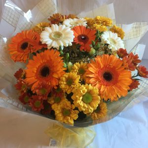 Orange & white gerbera bouquet