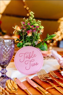 Wedding Table flowers bright colours