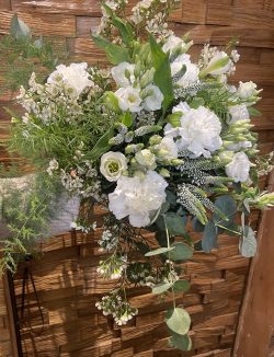 Romantic white flowered bridal bouquet
